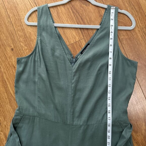 Universal Standard Jumpsuit Women 2XS 6-8 Green Linen V-Neck Belted Pockets Wide - Picture 13 of 16